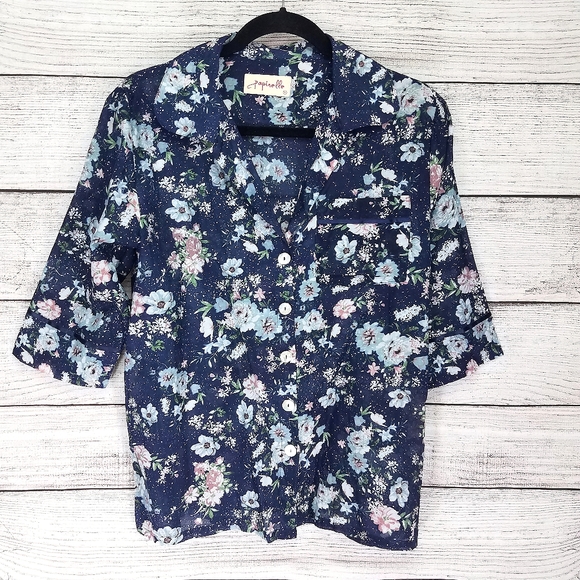 Papinelle Other - NEW Papinelle S PJ Sleep Top Button up Shirt Blue